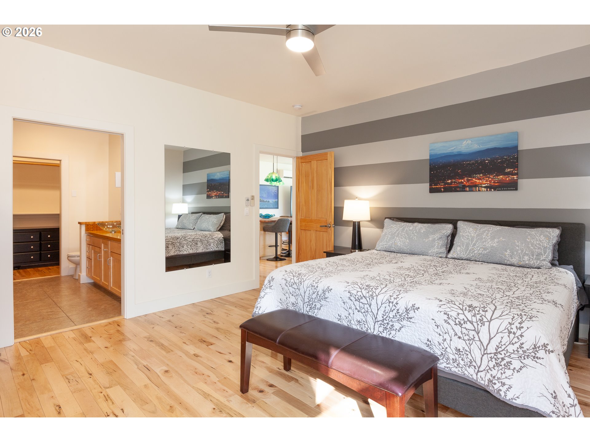 402 Bluff Road Hood River, OR 97031 - Photo 18 of 39 a bedroom with a bed and a view of kitchen