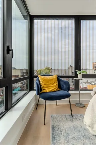 a living room with a couch and a table