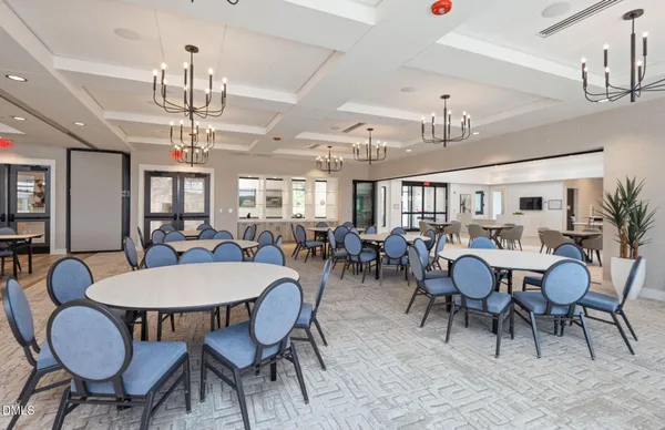 a room with lots of tables and chairs