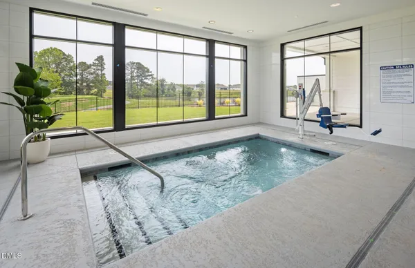 a view of a porch with wooden floor