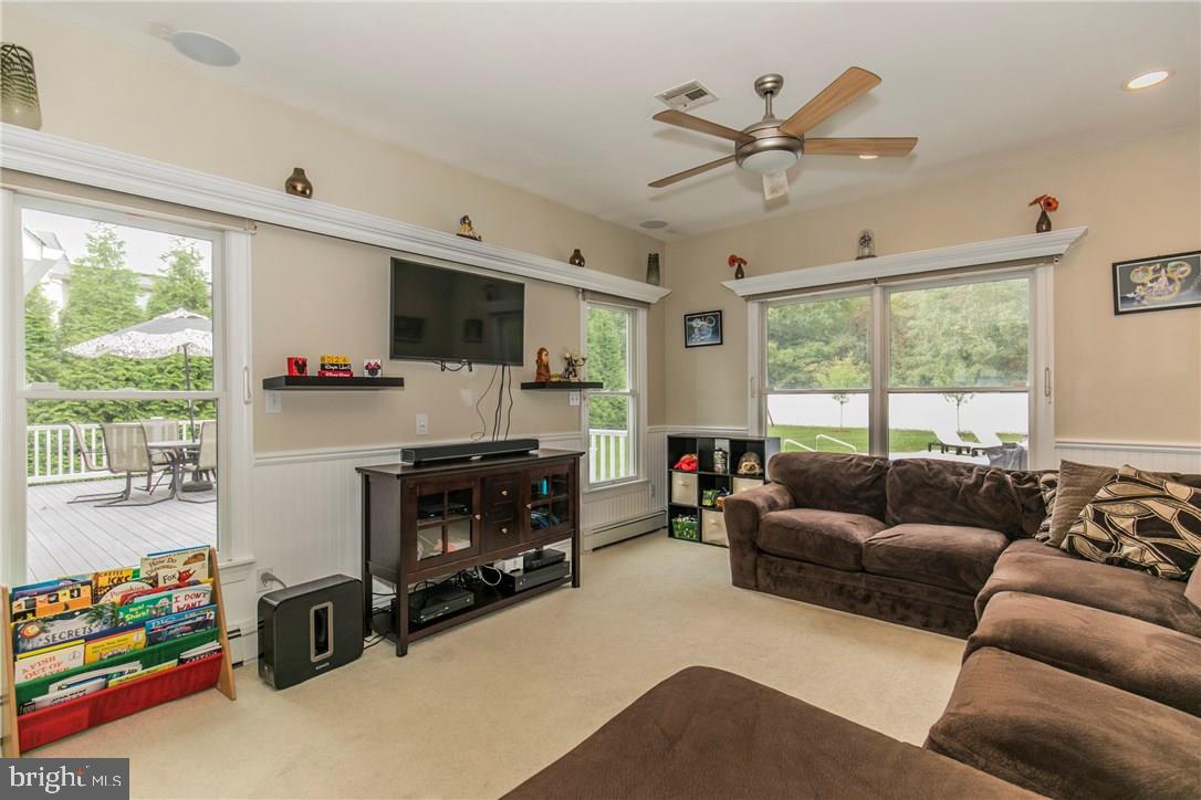 39 Harbor Inn Road Bayville, NJ 08721 - Photo 5 of 27 a living room with furniture a flat screen tv and a large window