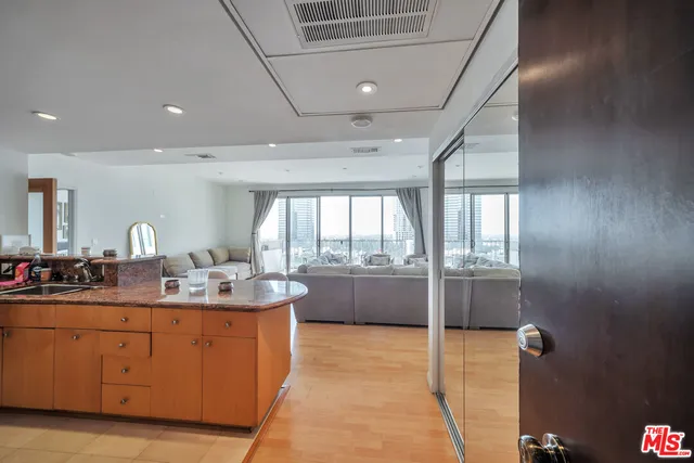 a room with sink and window