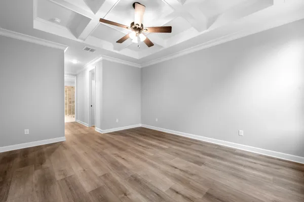 a view of an empty walk in closet