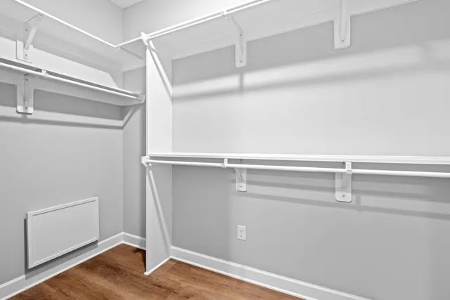 a view of an empty walk in closet