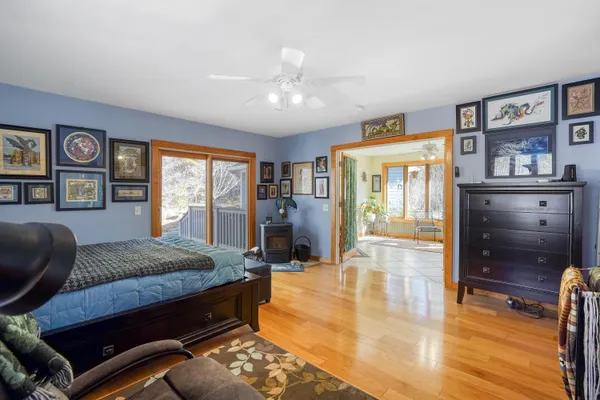 a view of wooden balcony