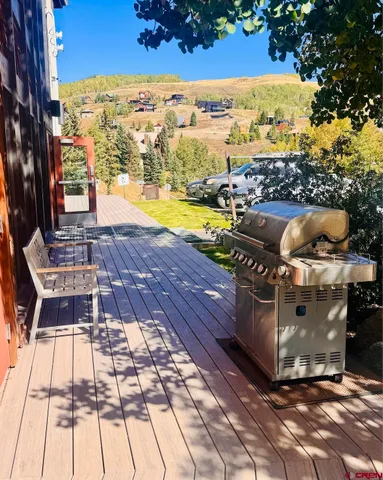 a view of a balcony with an outdoor space