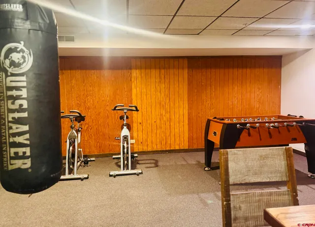 a view of a room with gym equipment