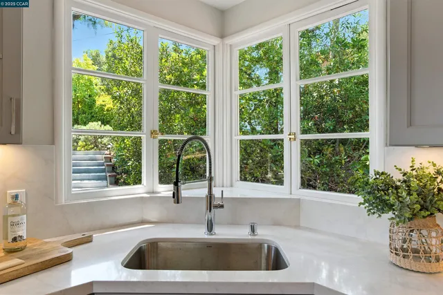 a kitchen sink with a window