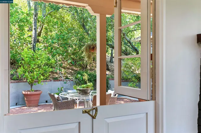 a outdoor view with a sitting space