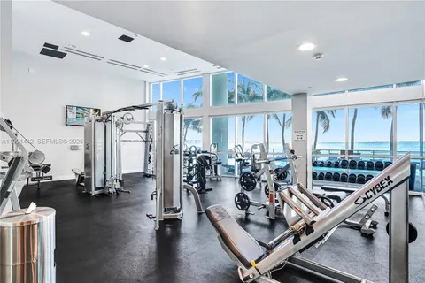 a view of a room with gym equipment