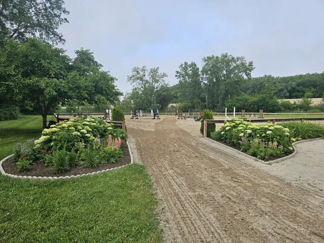 a house view with a garden space