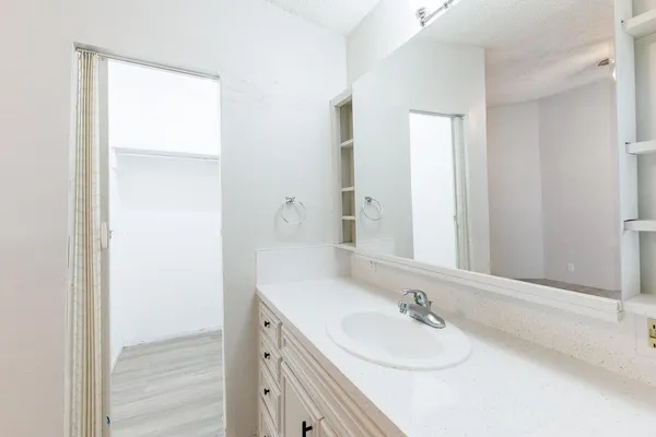 a bathroom with a bathtub