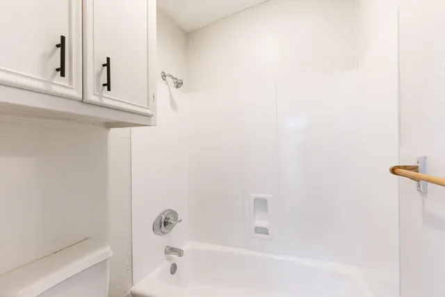 a bathroom with a bathtub