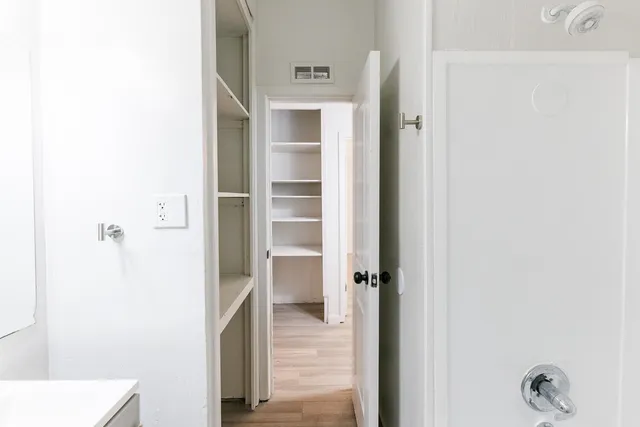 a bathroom with a bathtub