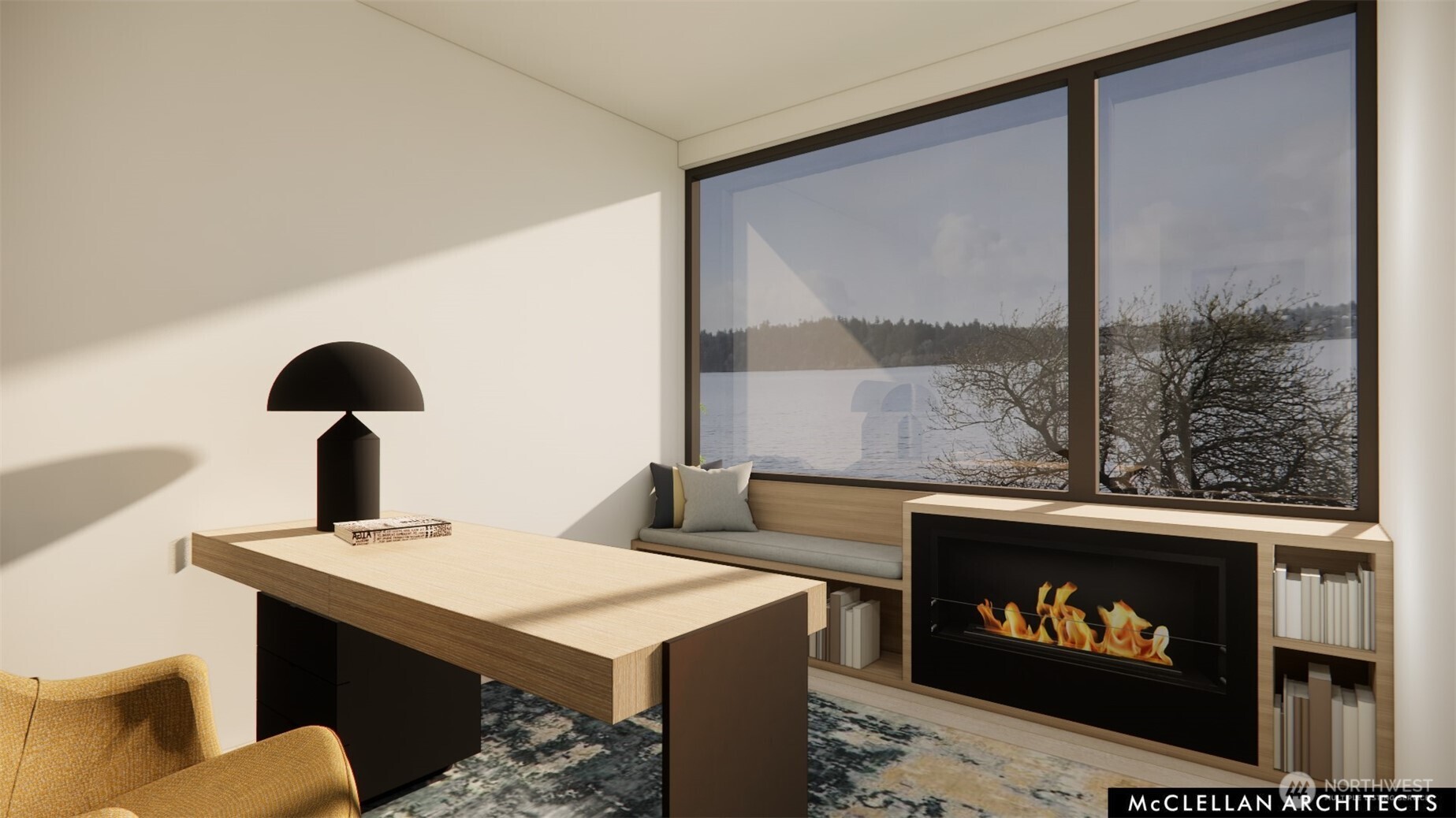 4045 West Mercer Way Mercer Island, WA 98040 - Photo 11 of 25 a living room with furniture and a fireplace