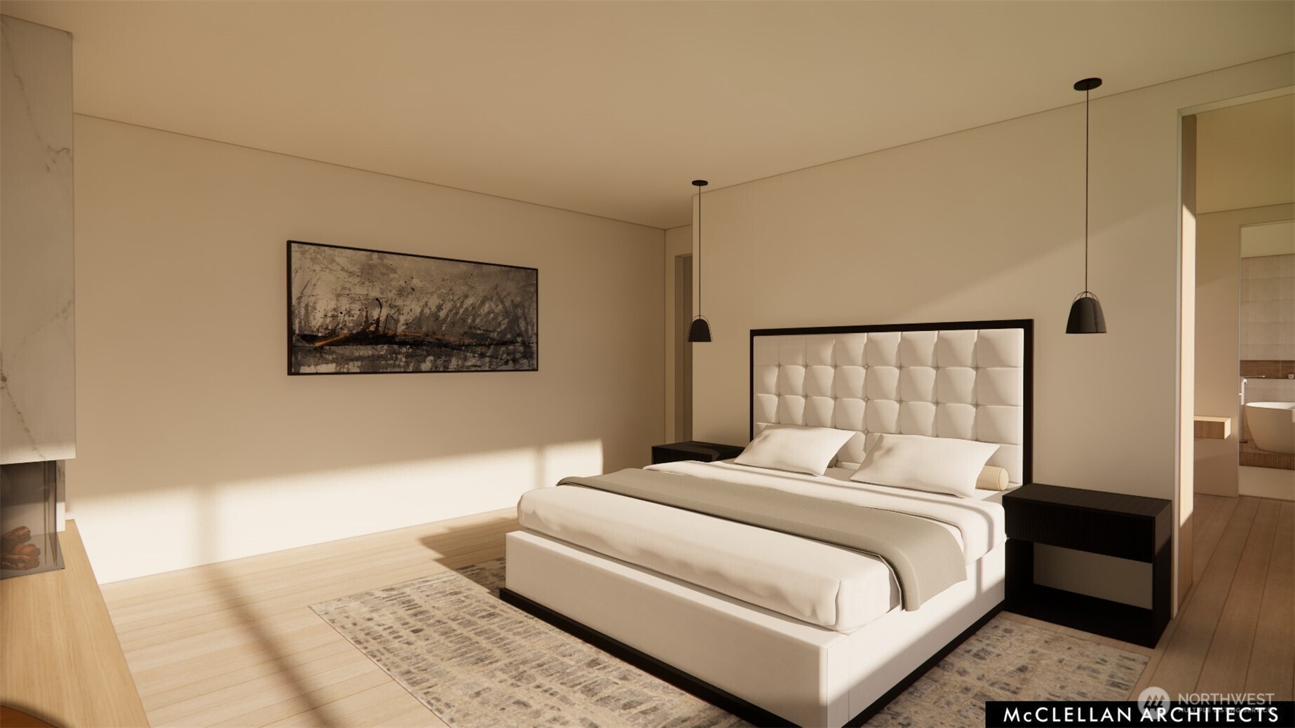 4045 West Mercer Way Mercer Island, WA 98040 - Photo 12 of 25 a bedroom with a bed and a night stand