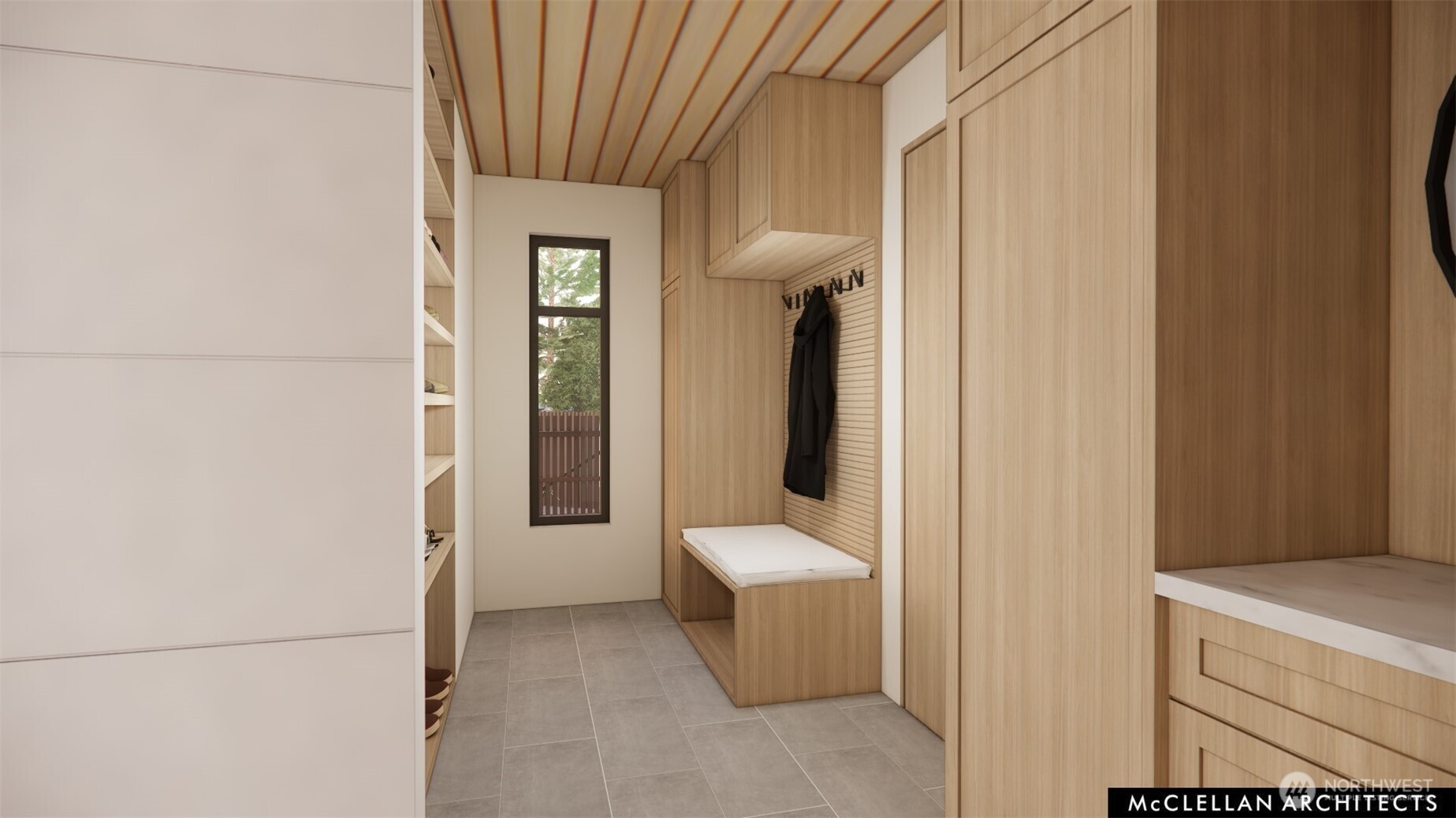 4045 West Mercer Way Mercer Island, WA 98040 - Photo 16 of 25 a hallway with sliding door and utility room