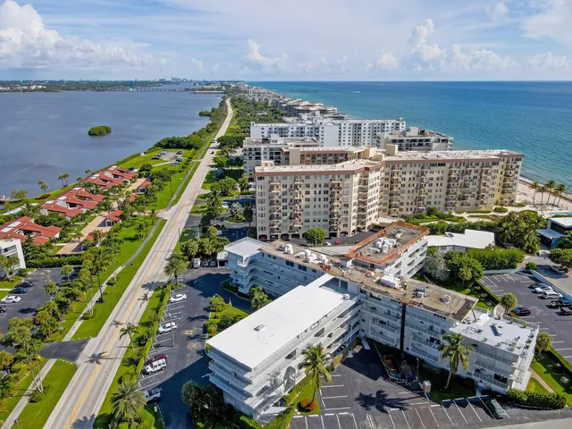 a view of a city with an ocean