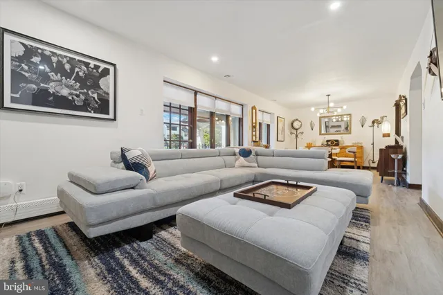 a living room with furniture and a couch
