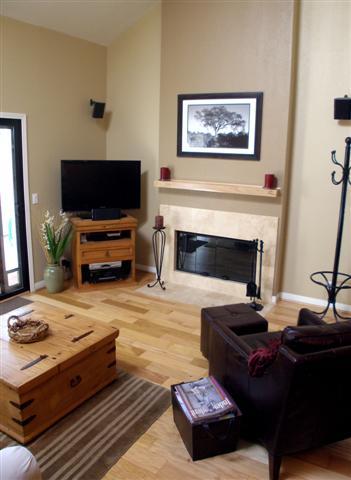 3566 Modoc Road, Unit 36 Santa Barbara, CA 93105 - Photo 6 of 18 a living room with furniture and a fireplace