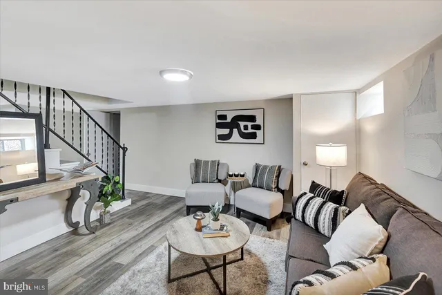 a living room with furniture