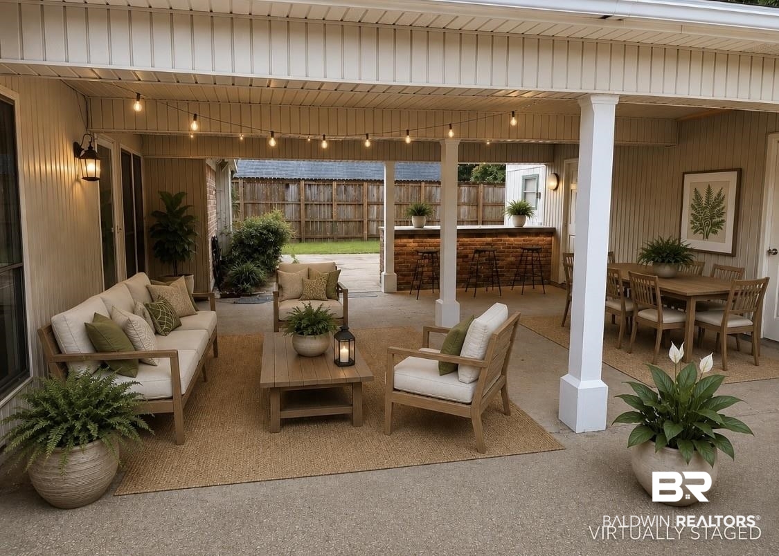 3724 Claridge Road South Mobile, AL 36608 - Photo 4 of 45 Covered patio featuring concrete flooring, a built-in bar, and recessed lighting