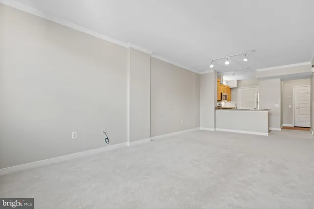 a view of an empty room and closet area