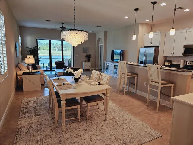 a view of a dining room and livingroom