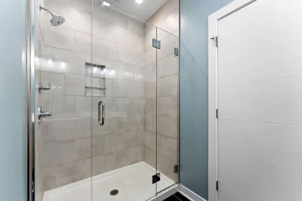 a bathroom with a shower