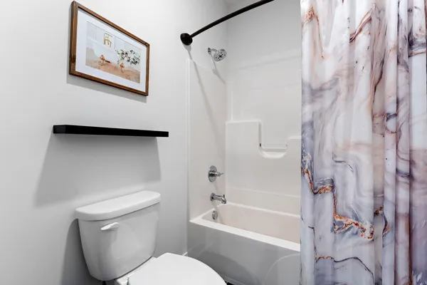 a bathroom with a toilet and a bathtub