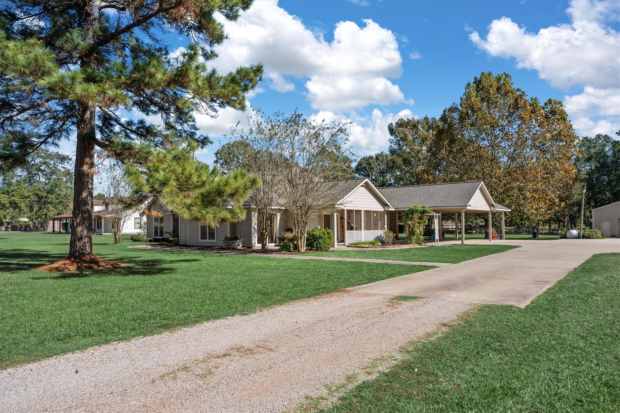 10205 Fostoria Road Cleveland, TX 77328 - Photo 4 of 44 a view of a big house with a big yard and large trees