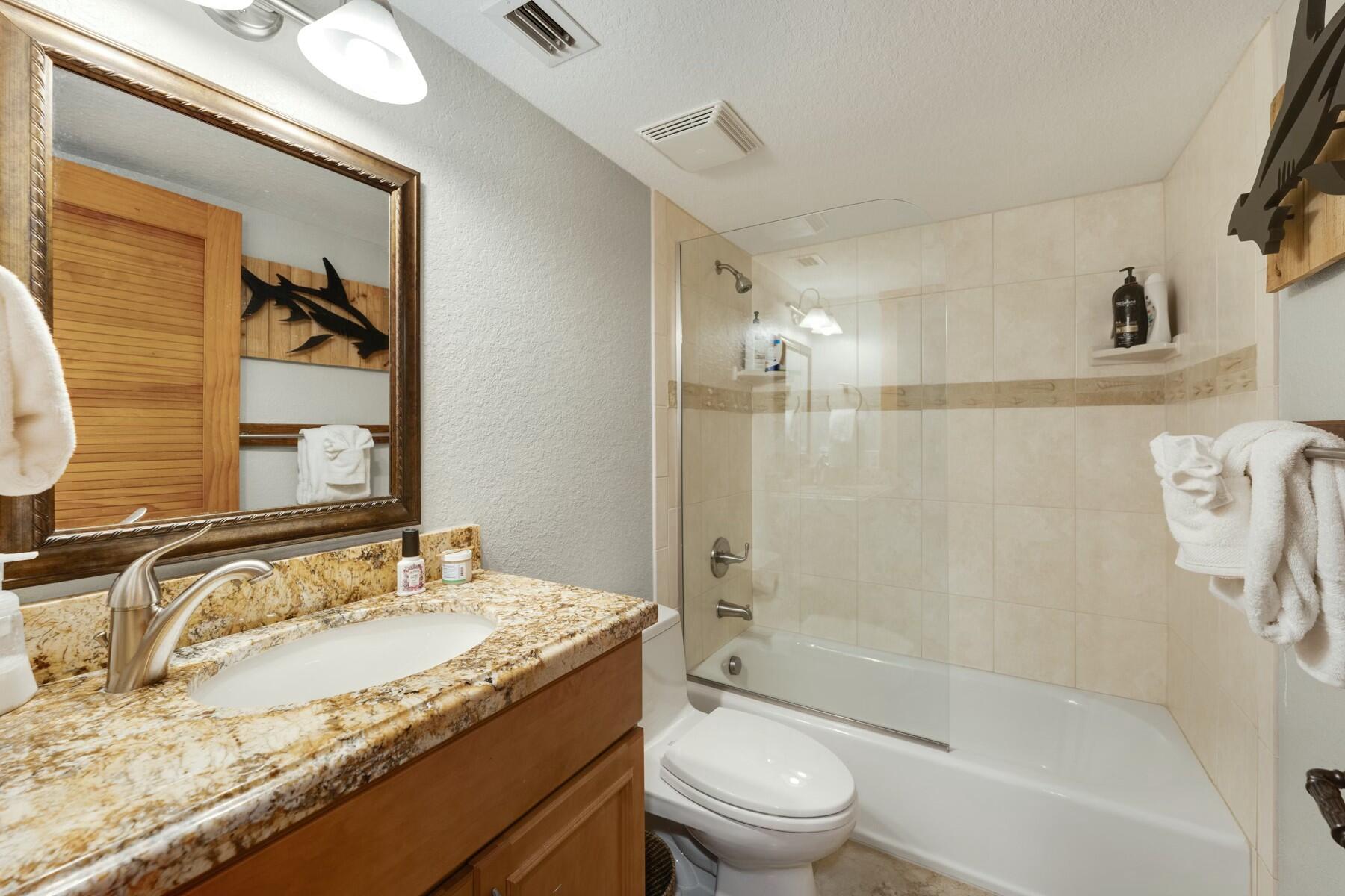 141 Canal Street Tavernier, FL 33070 - Photo 54 of 90 a bathroom with a granite countertop sink a toilet and shower
