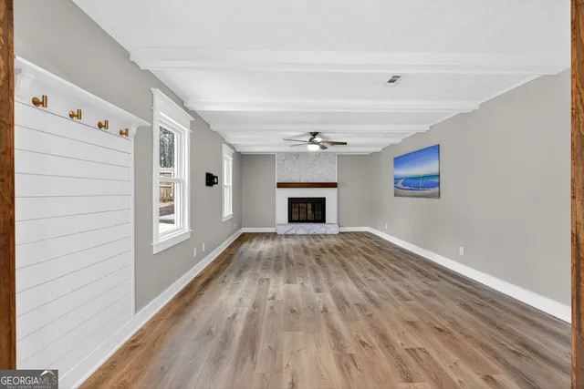 a view of wooden door