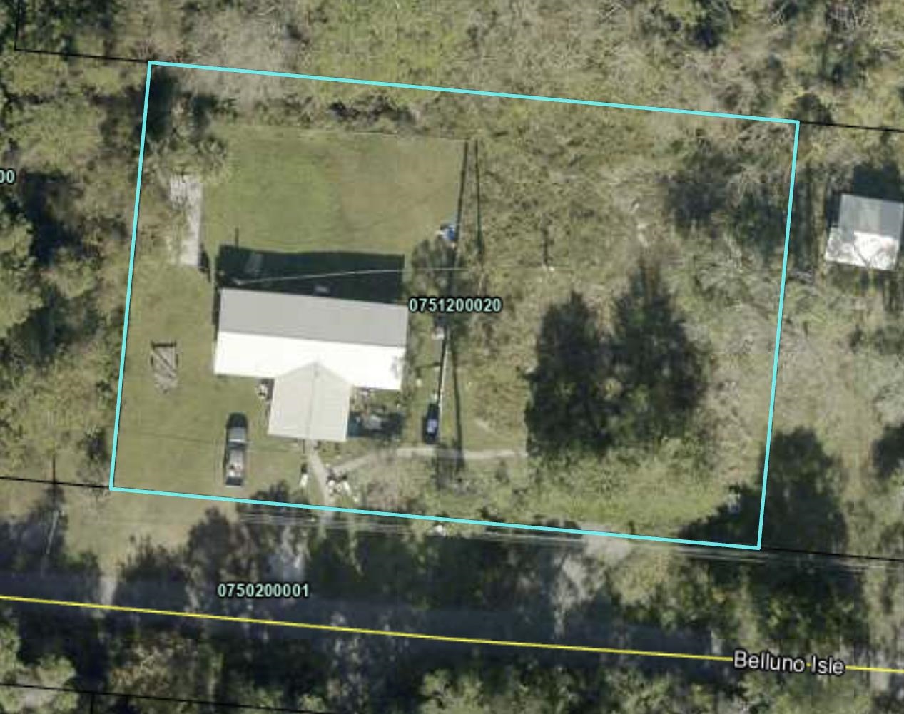 Aerial overview of property's location featuring property parcel outlined