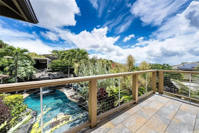 a view of a balcony with lake view