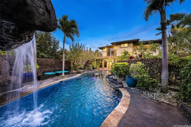 a view of a backyard with garden