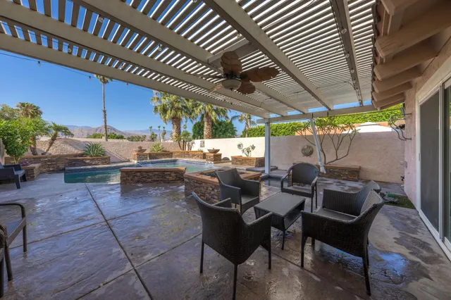 a outdoor space with chairs