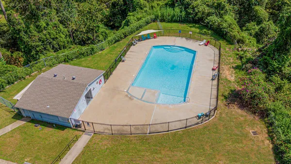 an aerial view of a house