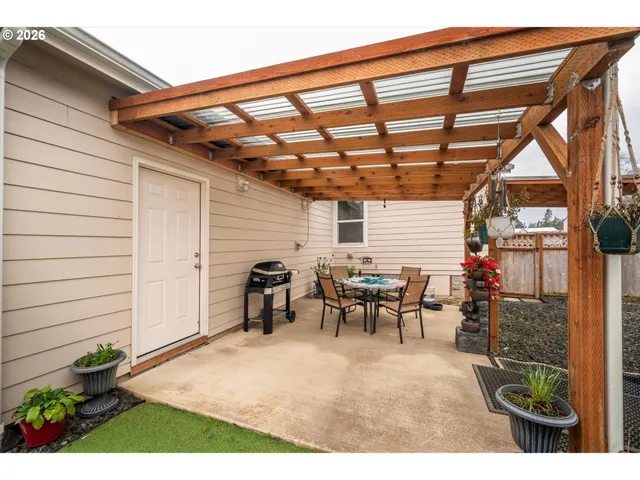 a view of outdoor space with seating area