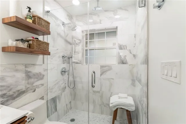 a bathroom with a shower