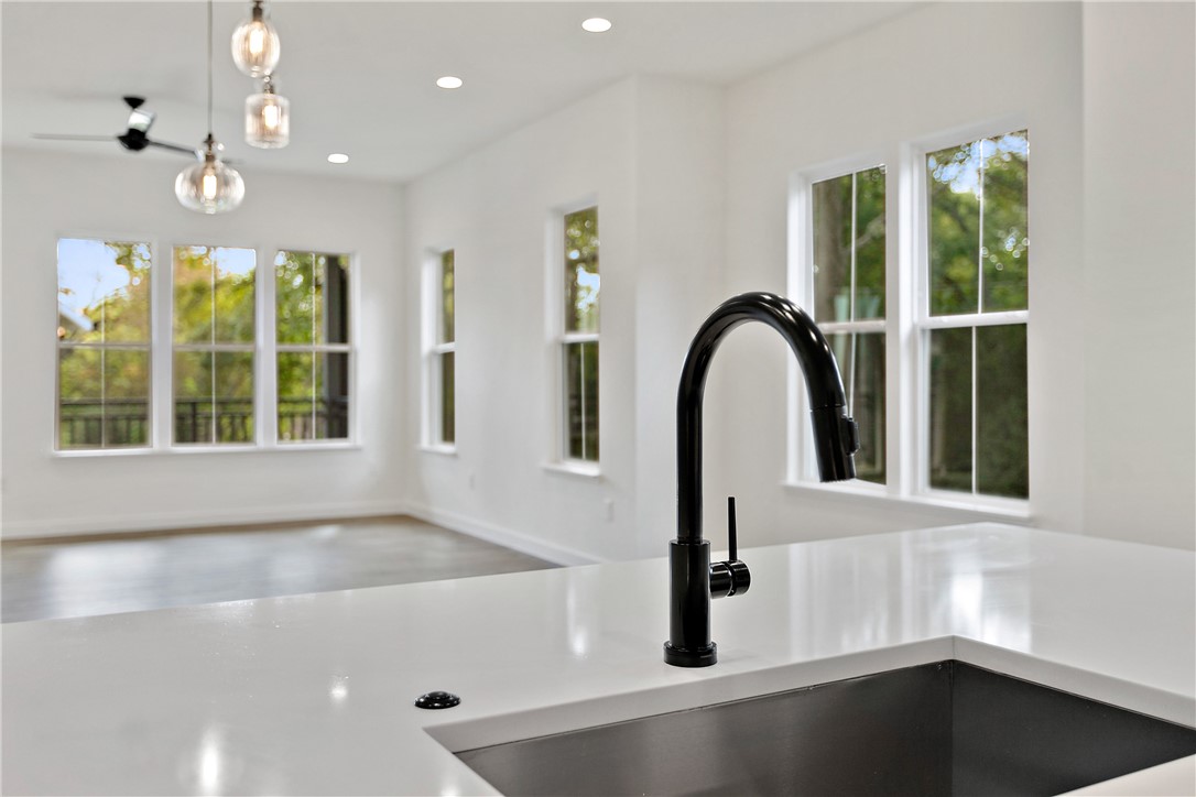 a view of a sink and window