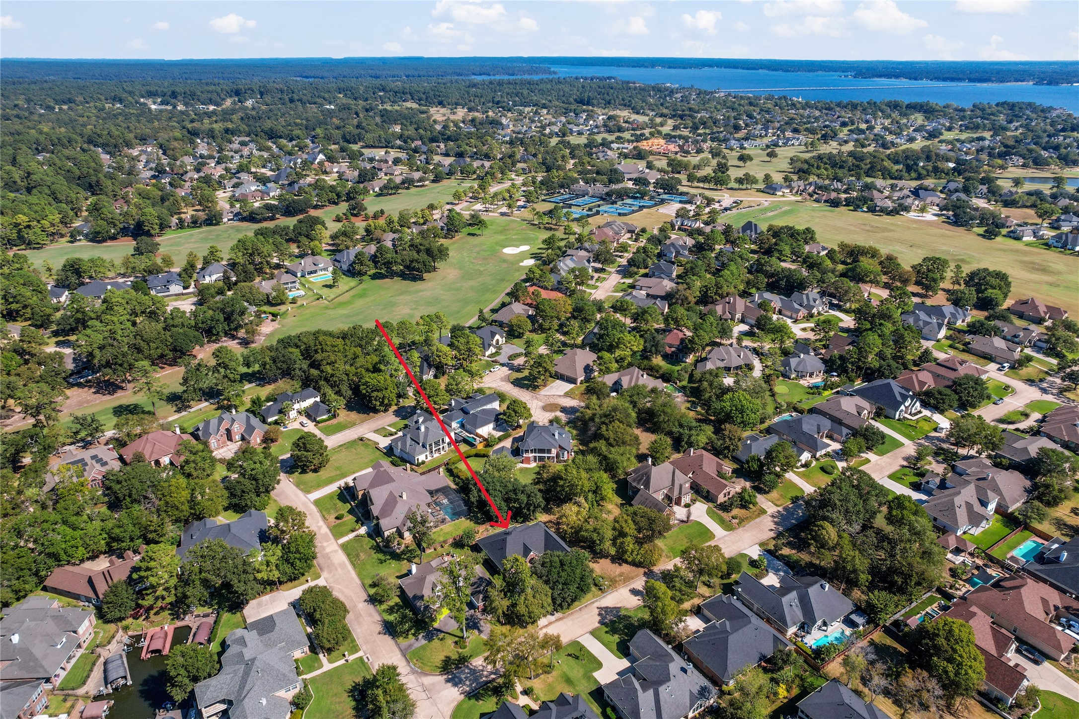 319 Palais Verde Road Montgomery, TX 77356 - Photo 37 of 39 Aerial view of the featured home with Bentwater golf course fairway located nearby.