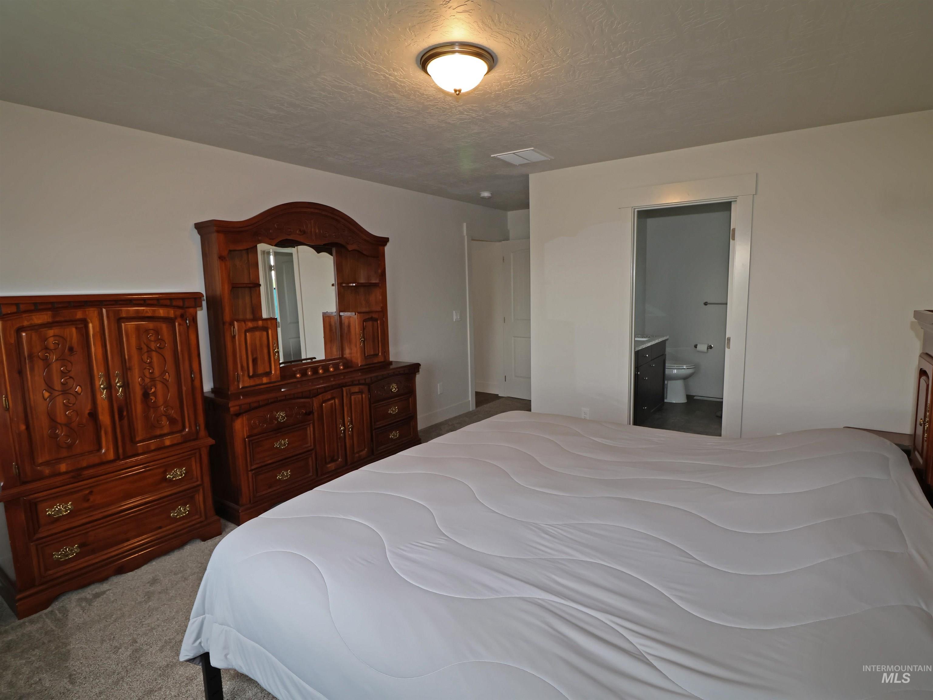 2272 Golf Lane Council, ID 83612 - Photo 15 of 32 Bedroom with carpet floors, a textured ceiling, and ensuite bath