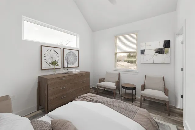 a view of a room that has a window in it