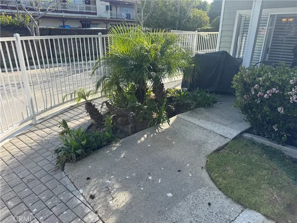 a view of a garden with pathway