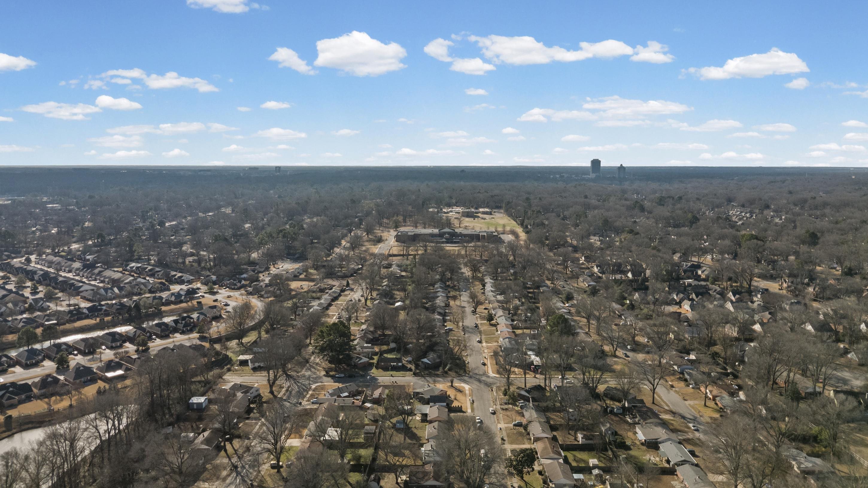506 McDermitt Road Memphis, TN 38120 - Photo 29 of 29 Aerial overview of property's location with a heavily wooded area and nearby suburban area