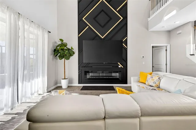 a bedroom with a bed and a table