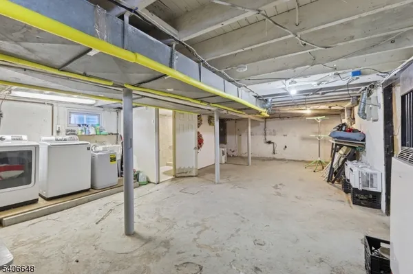 a view of a garage with furniture