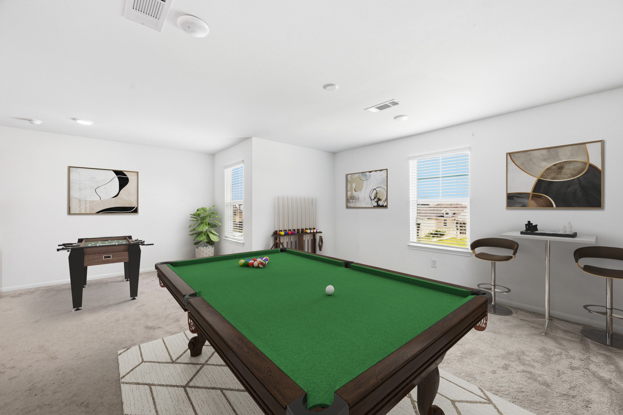 23427 Weir Box Road Hockley, TX 77447 - Photo 17 of 32 Virtually Staged:An incredibly spacious second-floor flex space configured as a recreation room. Perfect for a pool table, media lounge, or kids' play zone to keep entertainment separate from the main living areas.