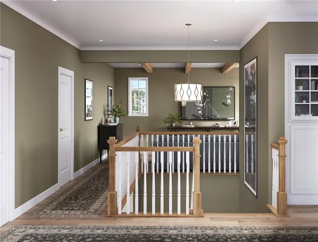 a view of entryway livingroom and hall with wooden floor